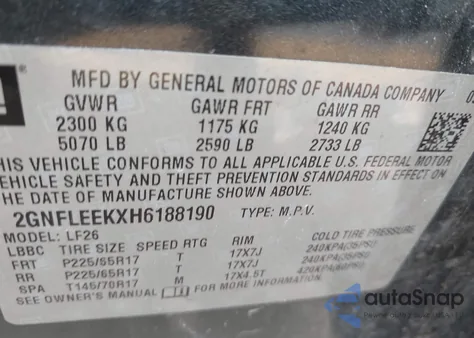 2017 Chevrolet Equinox Ls from USA, damaged, VIN 2GNFLEEKXH6188190
